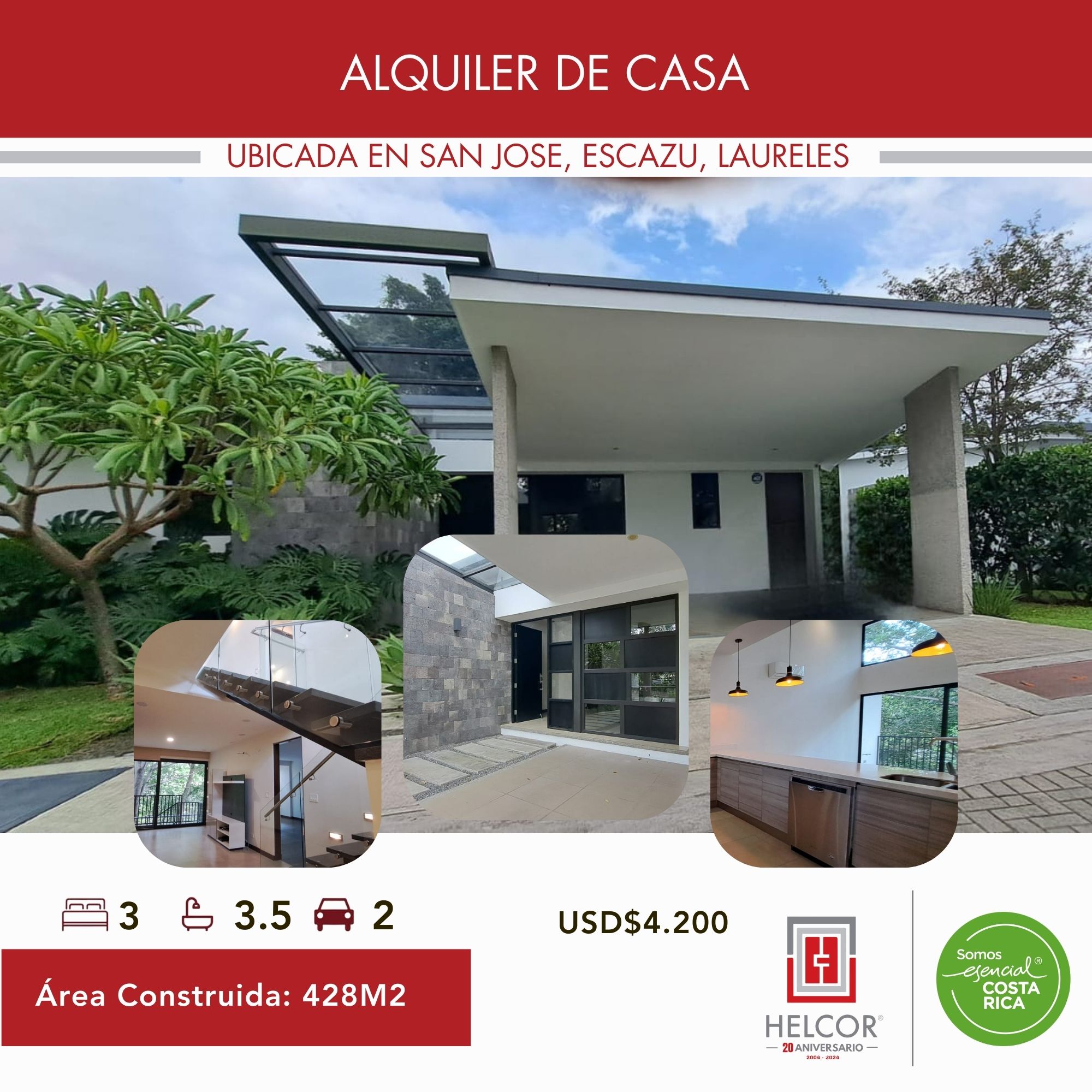 ALQUILER DE CASA EN ESCAZU, LAURELES