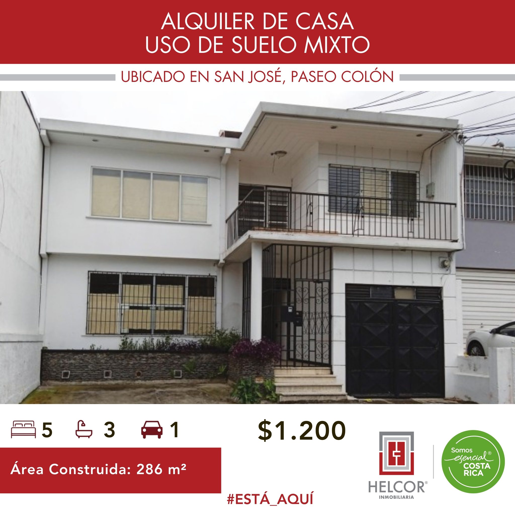 ALQUILER DE CASA CON USO COMERCIAL – SAN JOSÉ, PASEO COLÓN