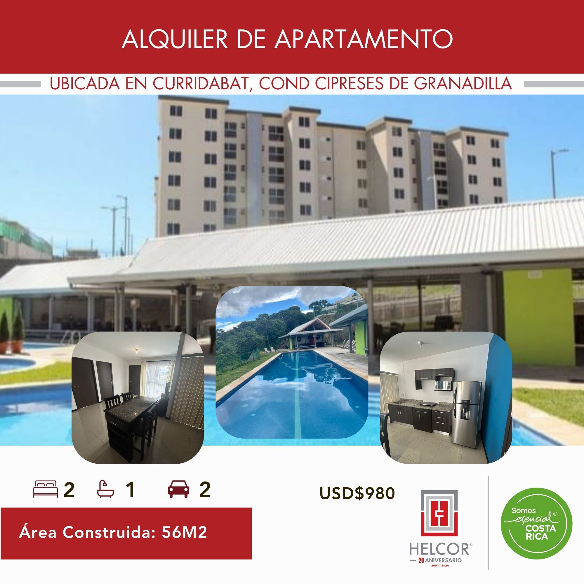 ALQUILER DE APARTAMENTO EN CURRIDABAT, CONDOMINIO CIPRESES DE GRANADILLA