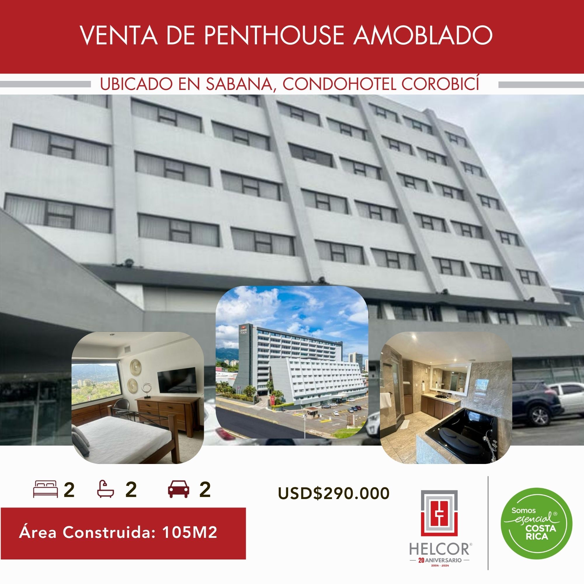 PENTHOUSE AMOBLADO EN CONDOHOTEL  COROBICÍ