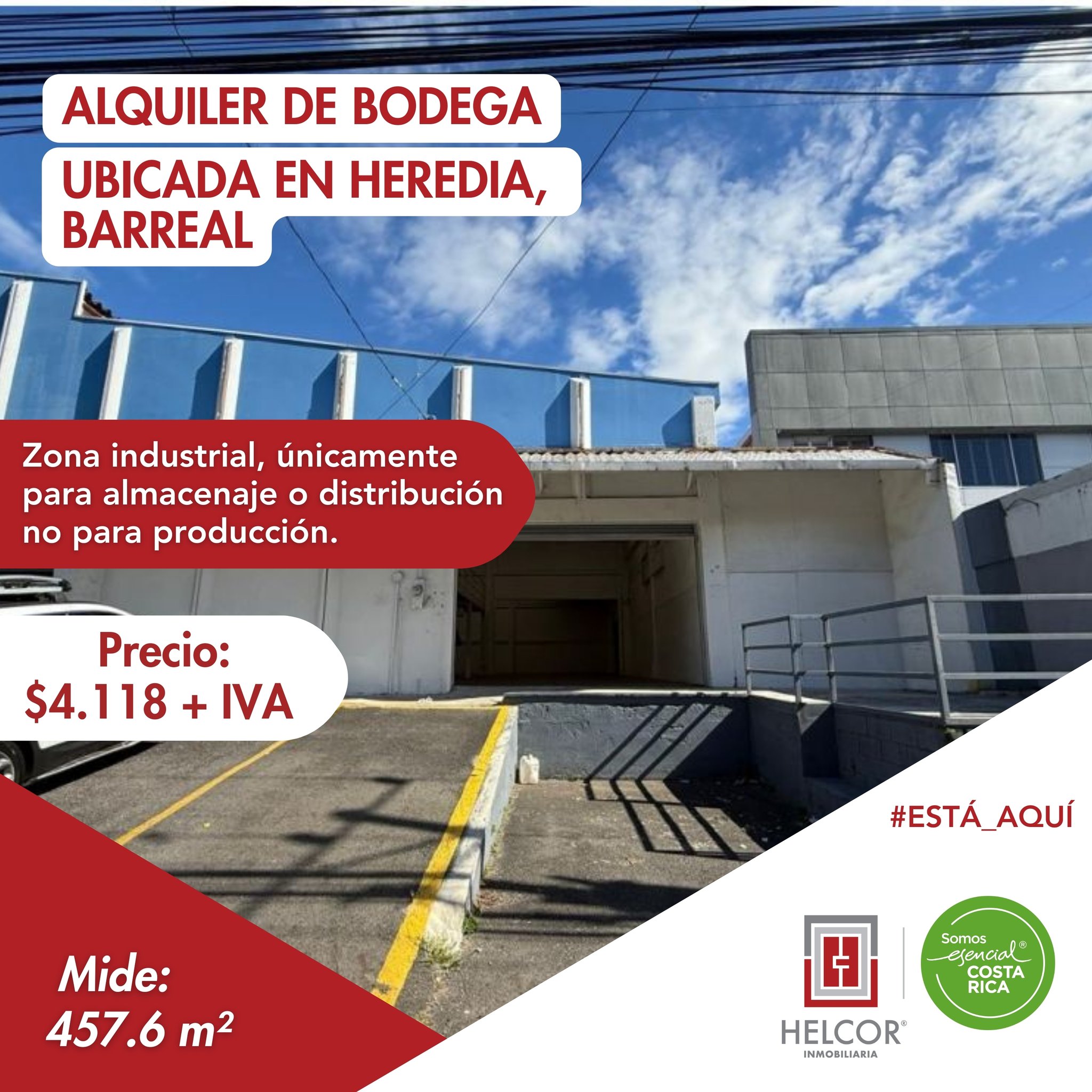 ALQUILER DE BODEGA COMERCIAL – HEREDIA, BARREAL