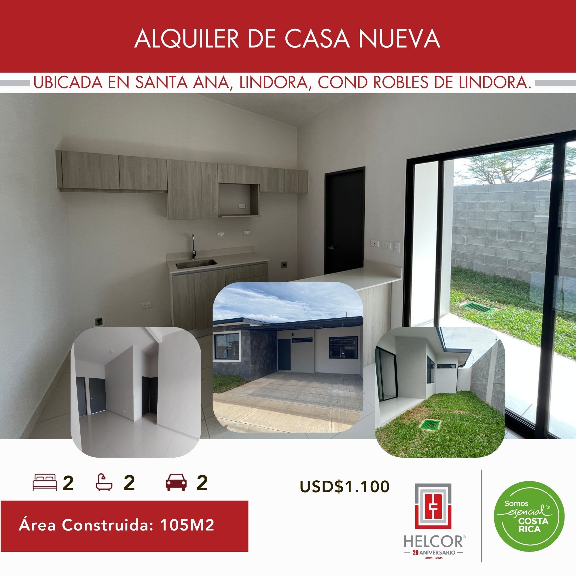 CASA NUEVA EN LINDORA DE SANTA ANA, CONDOMINIO ROBLES DE LINDORA.