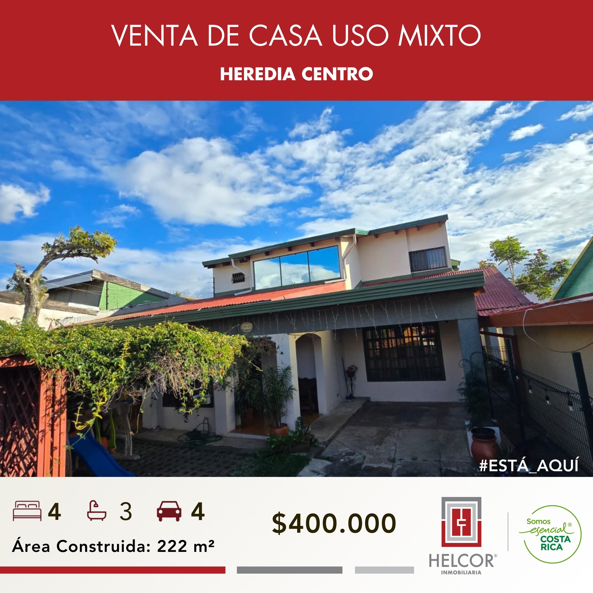 VENTA DE CASA USO MIXTO, HEREDIA CENTRO