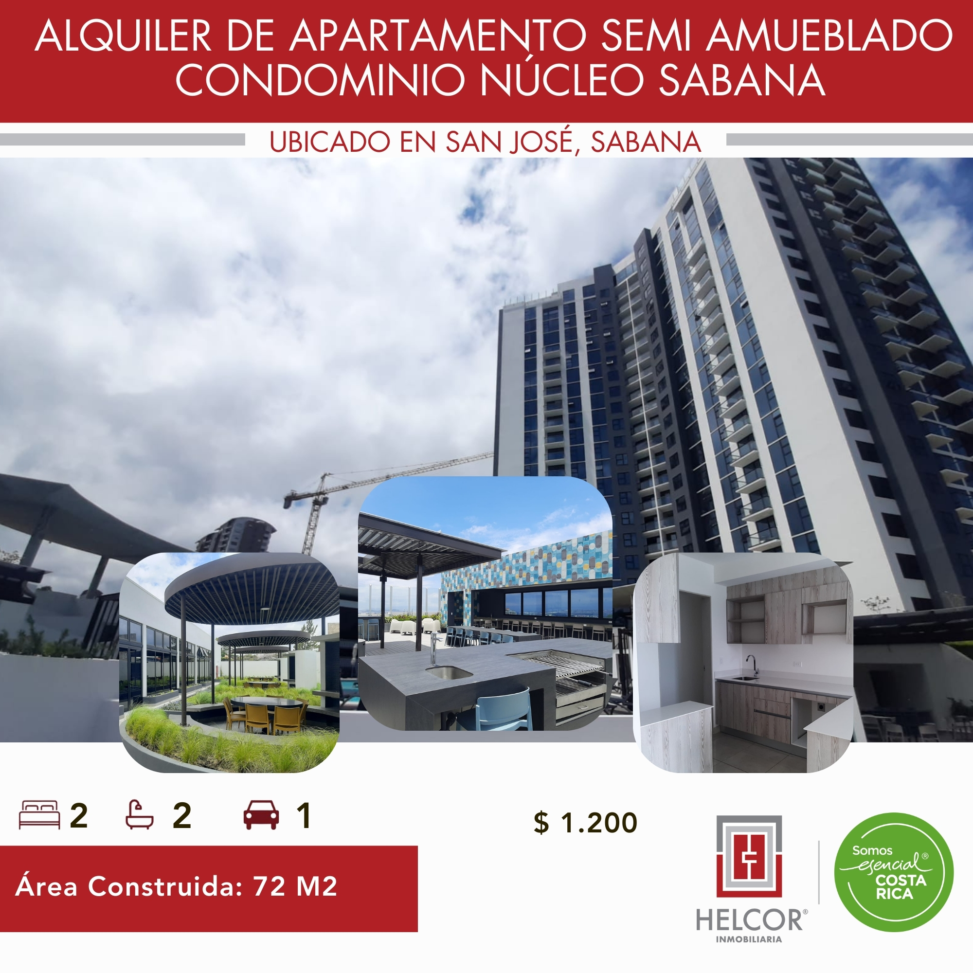 ALQUILER DE APARTAMENTO SEMIAMUEBLADO – SAN JOSÉ NÚCLEO SABANA