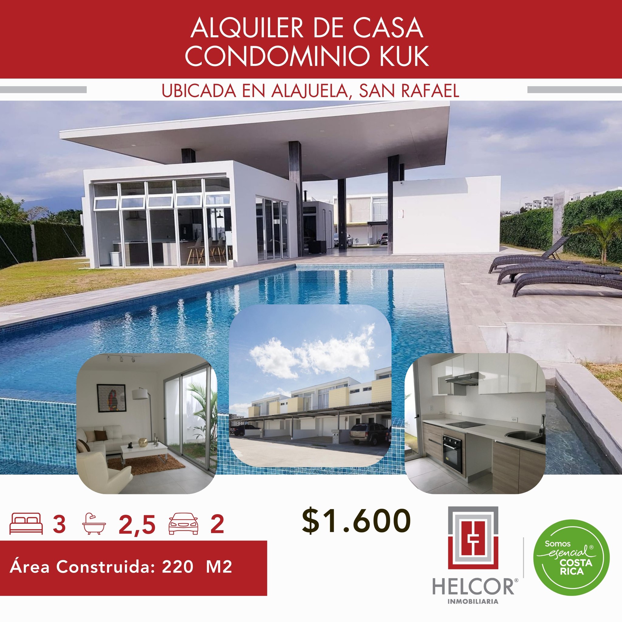 ALQUILER DE CASA – ALAJUELA, SAN RAFAEL, CONDOMINIO KUK